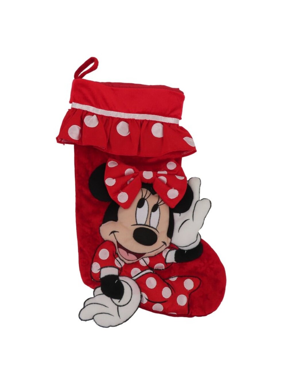 Disney Parks Minnie Mouse 3D Plush Velvet Polka Dot Ruffle Christmas Stocking